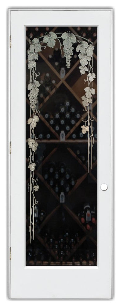 Wine Door - Vineyard Grapes Trellis - Primed - 28" x 84" - Knob on Right -...