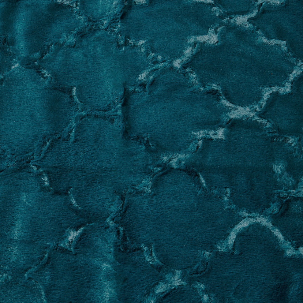 Ashley Brushed Faux Fur & Matching Sherpa Borrego Backing Throw, Dark Teal, 50" X 60"