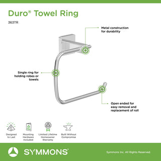 Duro Hand Towel Ring with Mounting Hardware, Chrome
