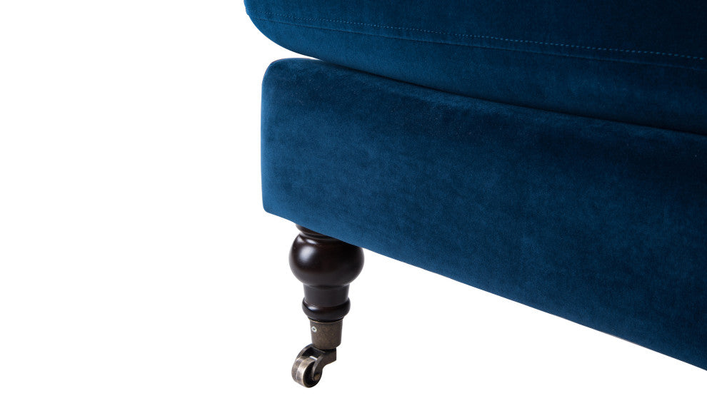 Lawson Accent Arm Chair With Casters, Navy Blue Velvet
