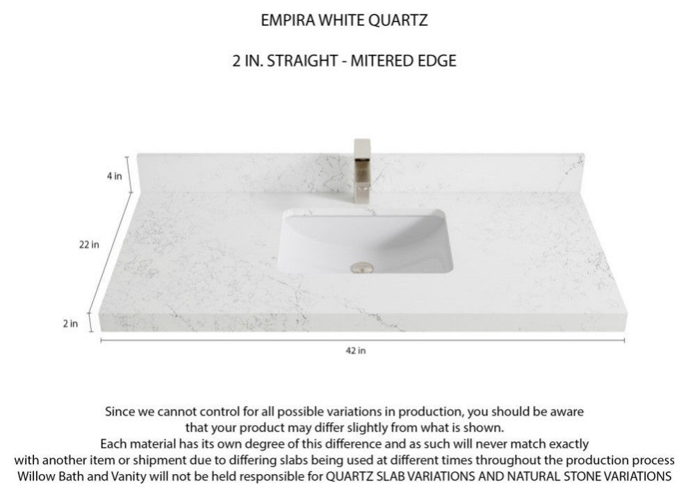 Elizabeth 42 Single Sink Bath Vanity in Dark Walnut Teak 2" Empira Quartz