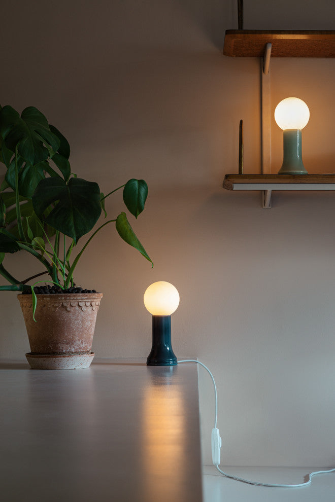 Shore Table Lamp Sea Green with G95 LED Bulb