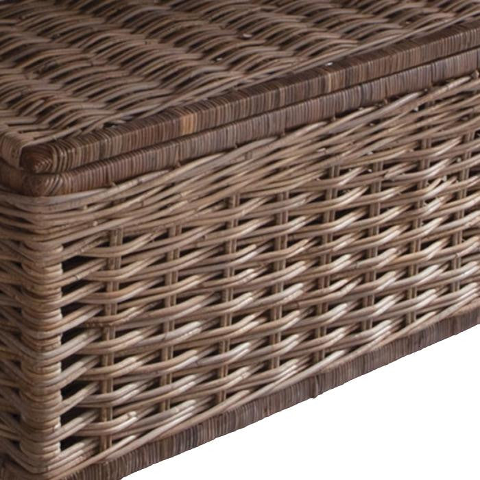 Set of 2 Large Wide Rattan Storage Baskets with Lids Handles Trunks Linens