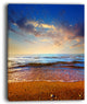 "Cloudy Skies With Vibrant Seashore" Modern Beach Canvas Art Print, 12"x20"