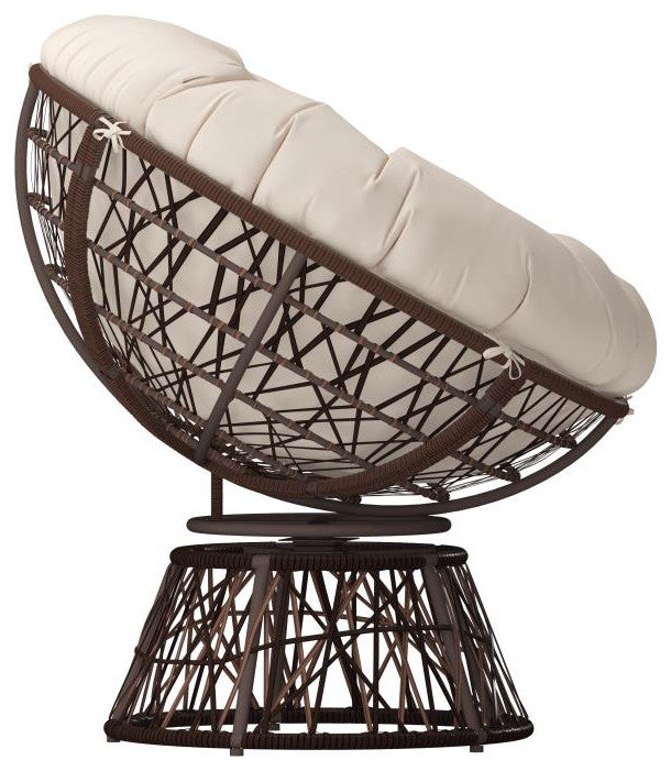 Bowie Comfort Series Swivel Patio Chair with Cushion, Brown/Beige