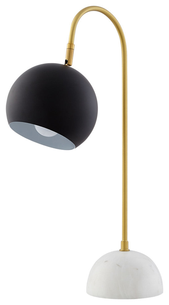 Inspired Home Harlynn Table Lamp, Marble Stone Base, Black