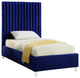 Candace Velvet Upholstered Bed, Navy, Twin