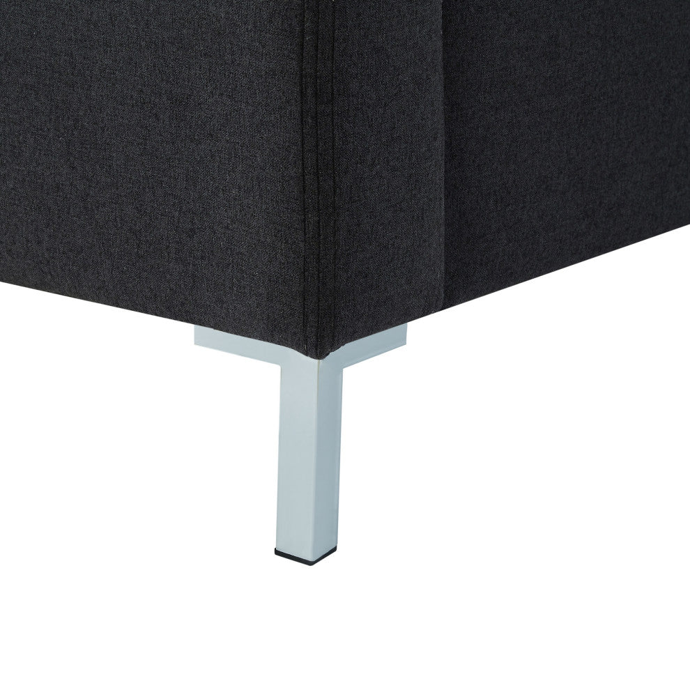 Aberdeen Upholstered  Platform Bed, Charcoal Linen, King