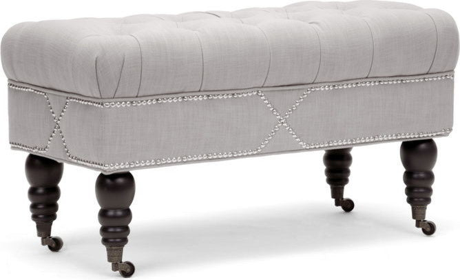 Hildebrand Linen Tufted Bench, Beige