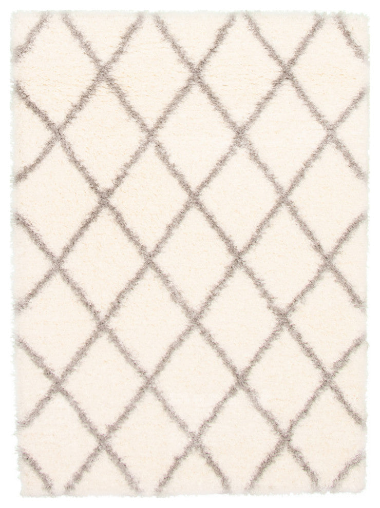 eCarpetGallery Shag Area Rug, Ivory, 6'7" x 9'6"