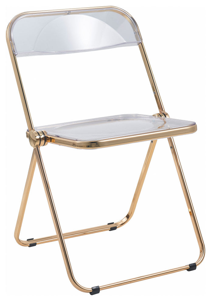 Lawrence Acrylic Folding Chair With Gold Frame, Clear