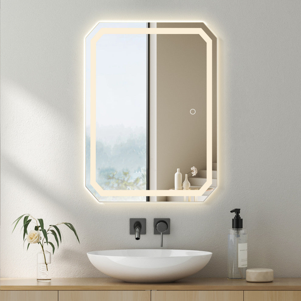Luma Octogan Frameless LED Bathroom Vanity Mirror, 36"
