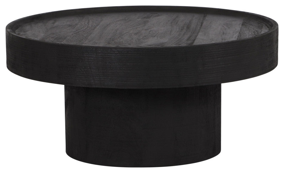 Coffee Table, Round, Wood, Black, Living Lounge Cafe Hotel Lobby Hospitality