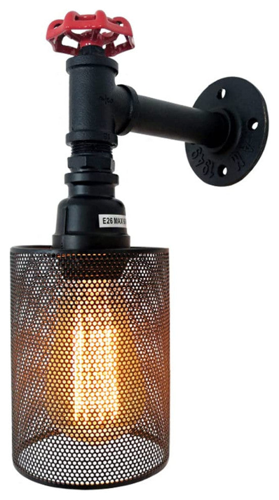 Industrial Pipe wall lamp vintage net black wall sconce