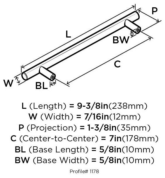 Amerock Bar Pull Collection Cabinet Pull, Set of 10, Satin Nickel, 7" Center-to-