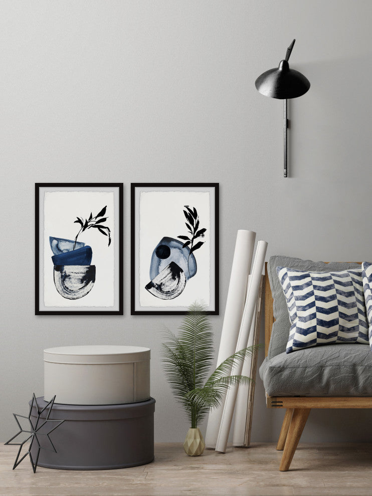 Blue Vase Centerpiece Diptych, 2-Piece Set, 8x12 Panels