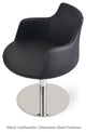 Dervish Round Chair, Stainless Steel Base, Turquoise Camira Wool