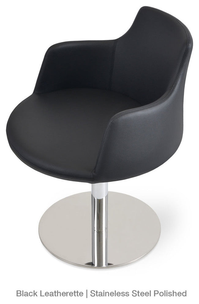 Dervish Round Chair, Stainless Steel Base, Turquoise Camira Wool