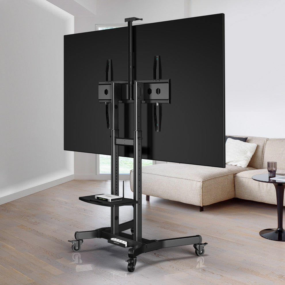 ONKRON Portable TV Stand with Wheels for 50-90 Inch TVs up to 220 Lbs, black
