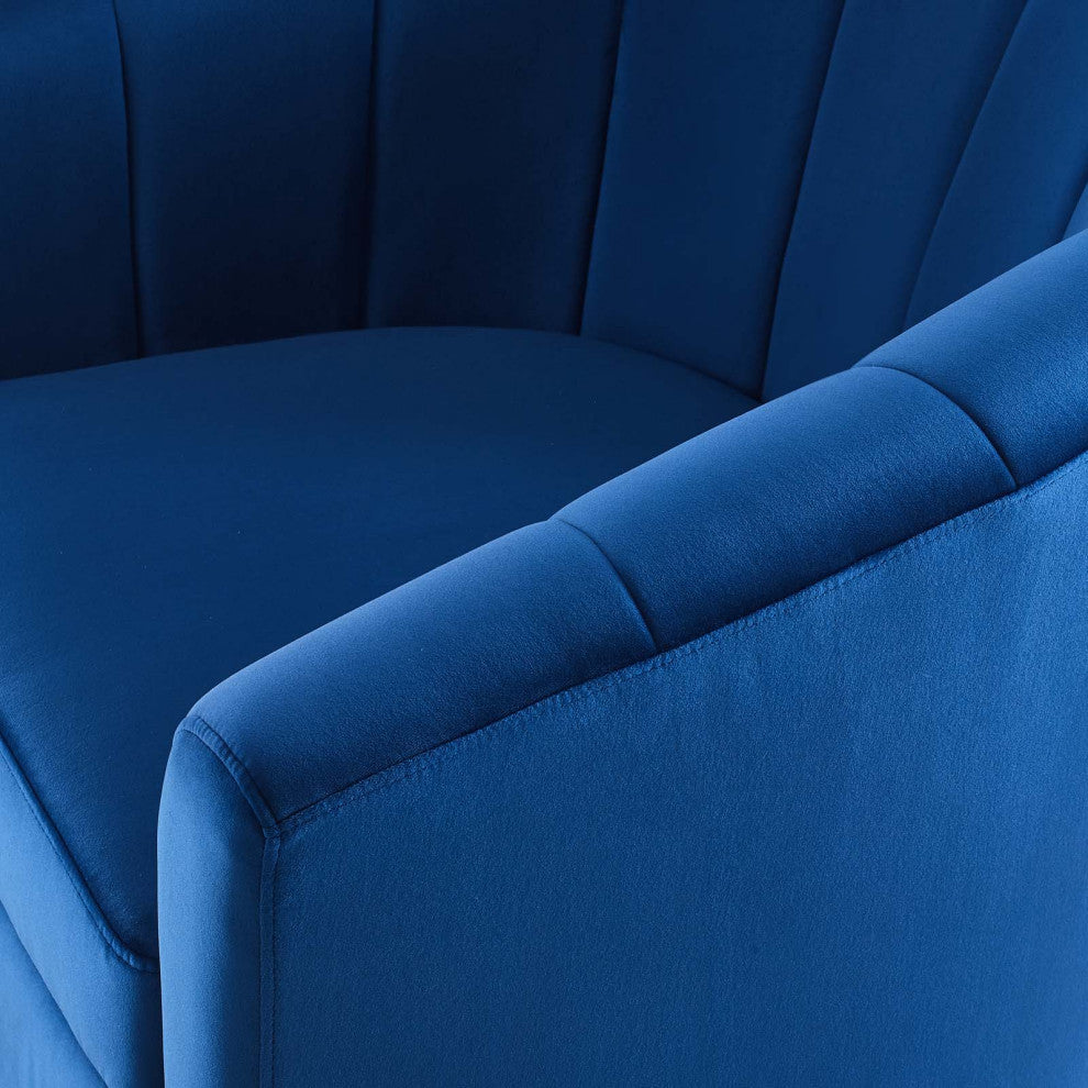 Armchair Accent Chair, Velvet, Blue Navy, Modern, Living Lounge Hospitality