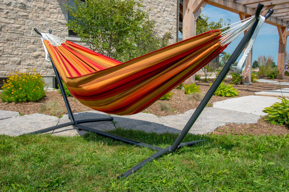 Vivere's Combo Sunbrella 9 Foot Hammock With Stand, Sunset