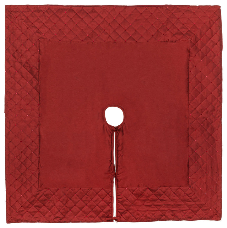 Vickerman Qtx190152 52" Burgundy Quilt Stitch Jewel Christmas Tree Skirt