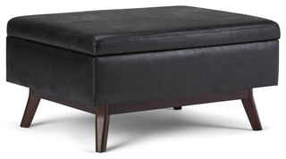 Owen Coffee Table Storage Ottoman, Distressed Black