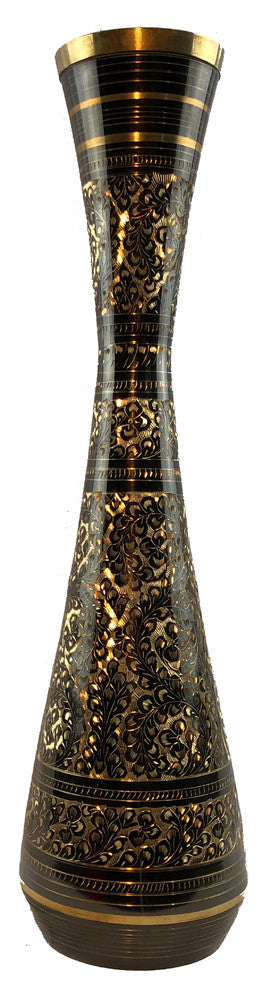 Natural Geo Brass Floral Black/Gold Table Vase