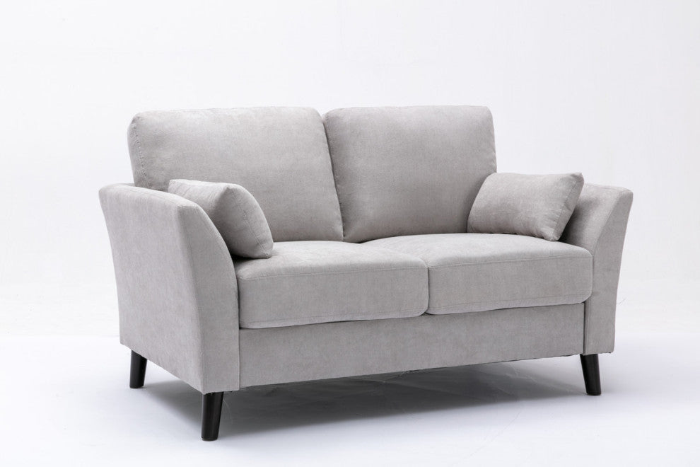 Damian Woven Fabric Loveseat, Light Gray