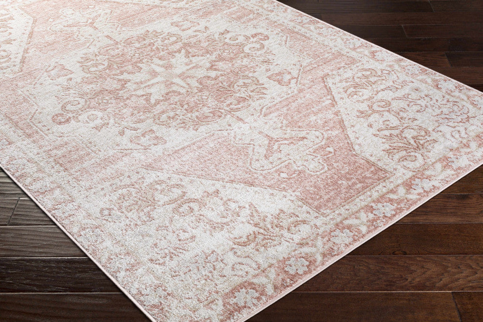 Hauteloom Snead Area Rug, Pale Pink/Plum/Peach, 3'11"x5'7"