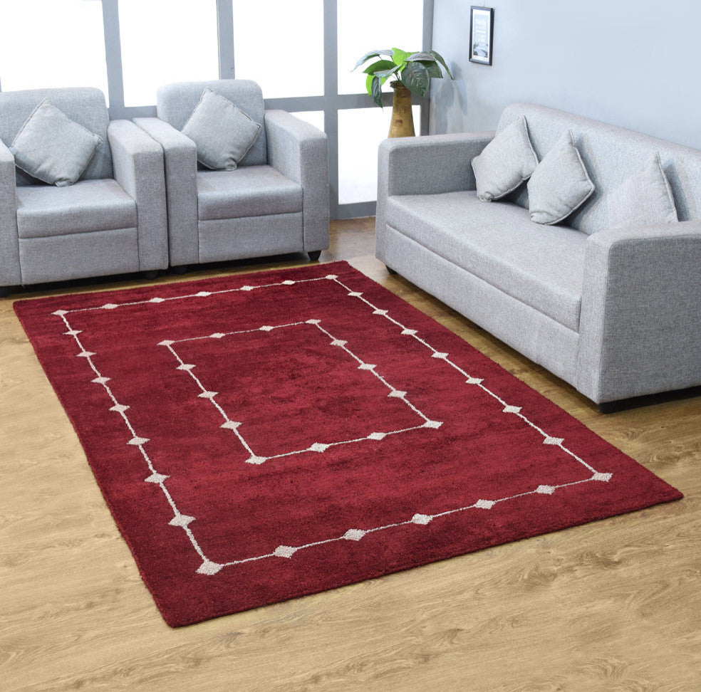 HAND KNOTTED LOOM SILK ECO-FRIENDLY AREA RUGS -5'x8',Rectangle,Red,Contemporary