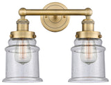 Canton 2-Light 15" Bath Vanity Light, Brushed Brass Finish, Seedy Shade