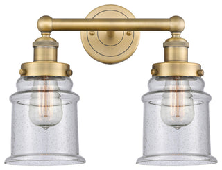 Canton 2-Light 15" Bath Vanity Light, Brushed Brass Finish, Seedy Shade