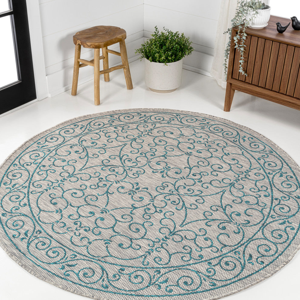 Charleston Vintage Filigree Textured Weave Indoor/Outdoor Area Rug