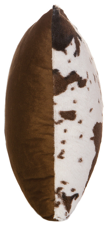 Faux Fur Cowhide Plush Throw Pillow 18"X18" With Insert
