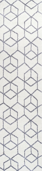 Cole Minimalist Diamond Trellis Gray/White 2'x10' Runner Rug