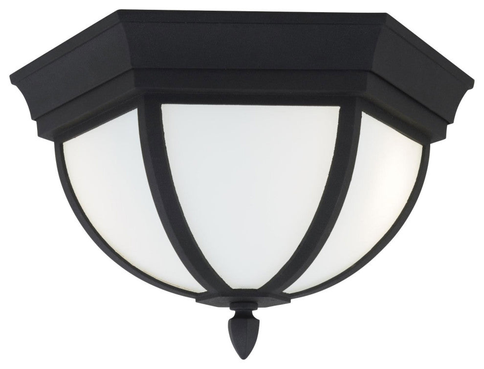 Generation Lighting 79136 Wynfield 2 Light 13"W Outdoor Flush - Black