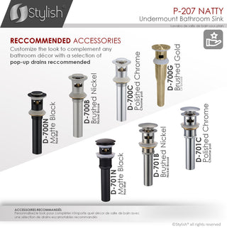 STYLISH 16" Round Undermount Ceramic Bathroom Sink With 2 Overflow Finishes