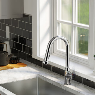 Karran 1-Handle Pull-Down Kitchen Faucet With Soap Dispenser, Chrome
