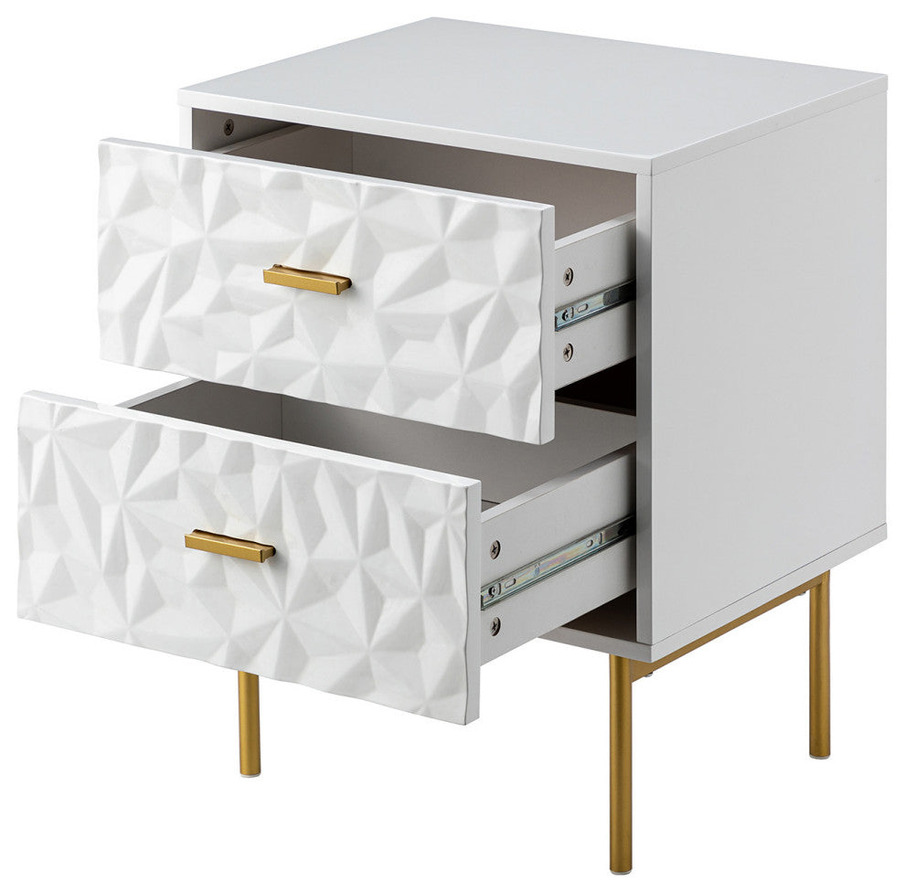 Nightstand With 2-Drawer 25.2'' Tall, White