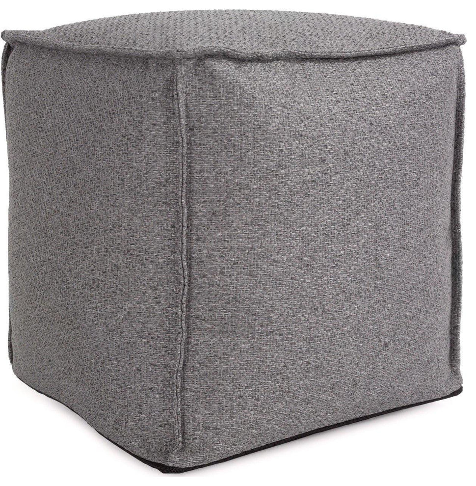Stylish Panama Pouf, Gray Stone Fabric