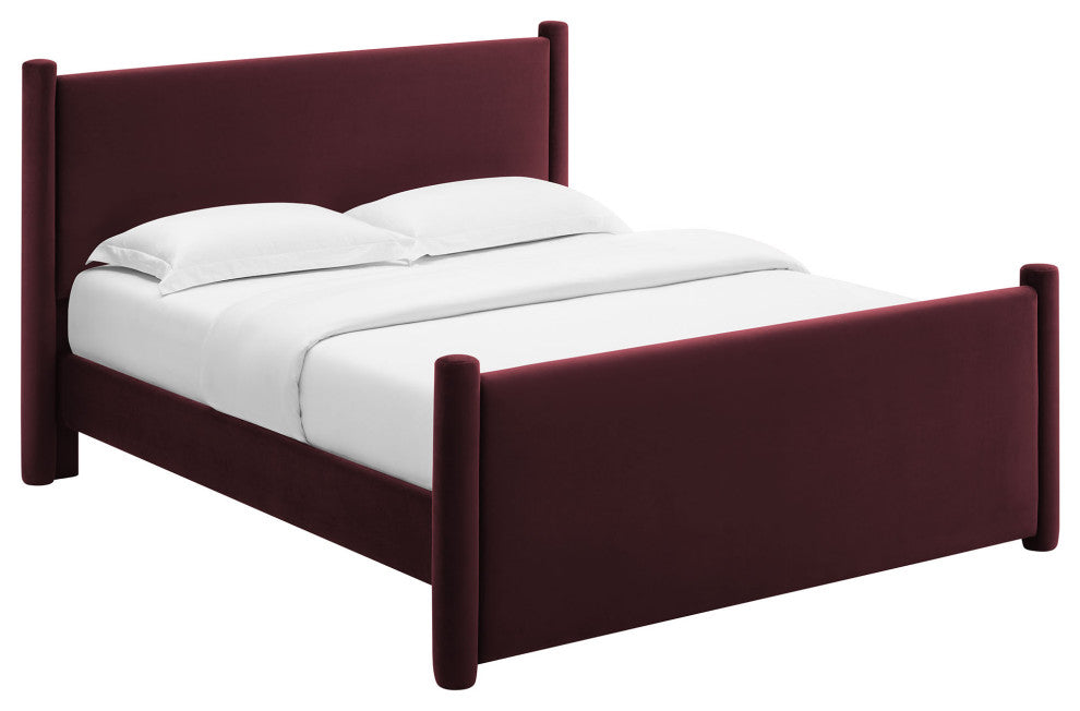 Rael Performance Velvet King Platform Bed, Mulberry