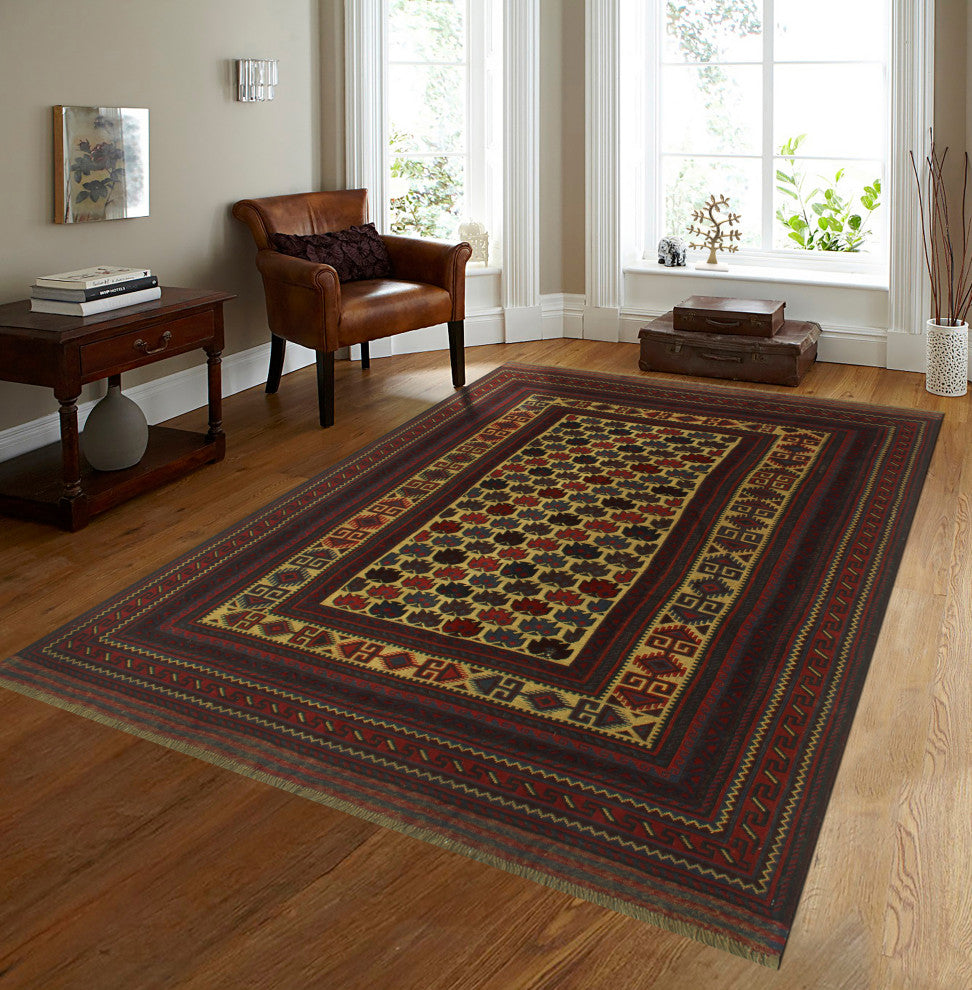 Semi Antique Gulaalai Beige/Rust Rug, 6'5x8'6