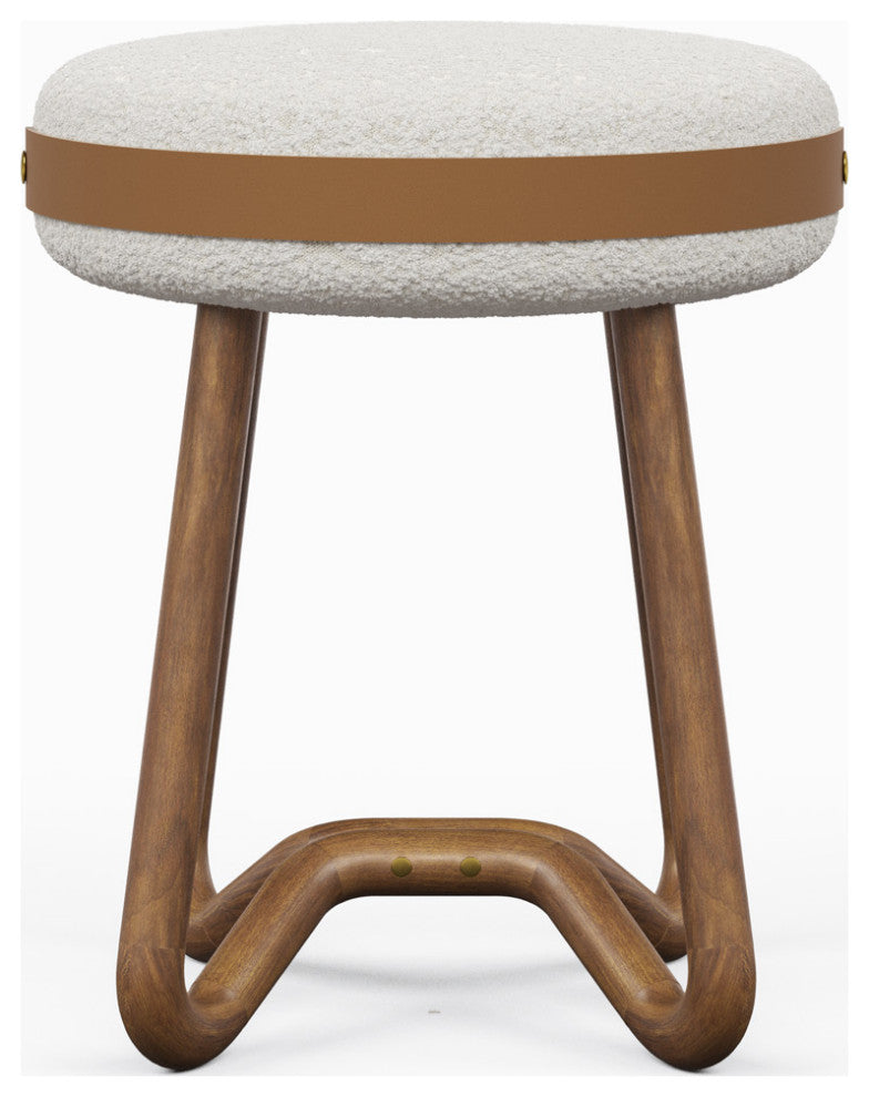Modern Brazilian - Loop - Upholstered Stool - Noodles Natural Seat, Nozes