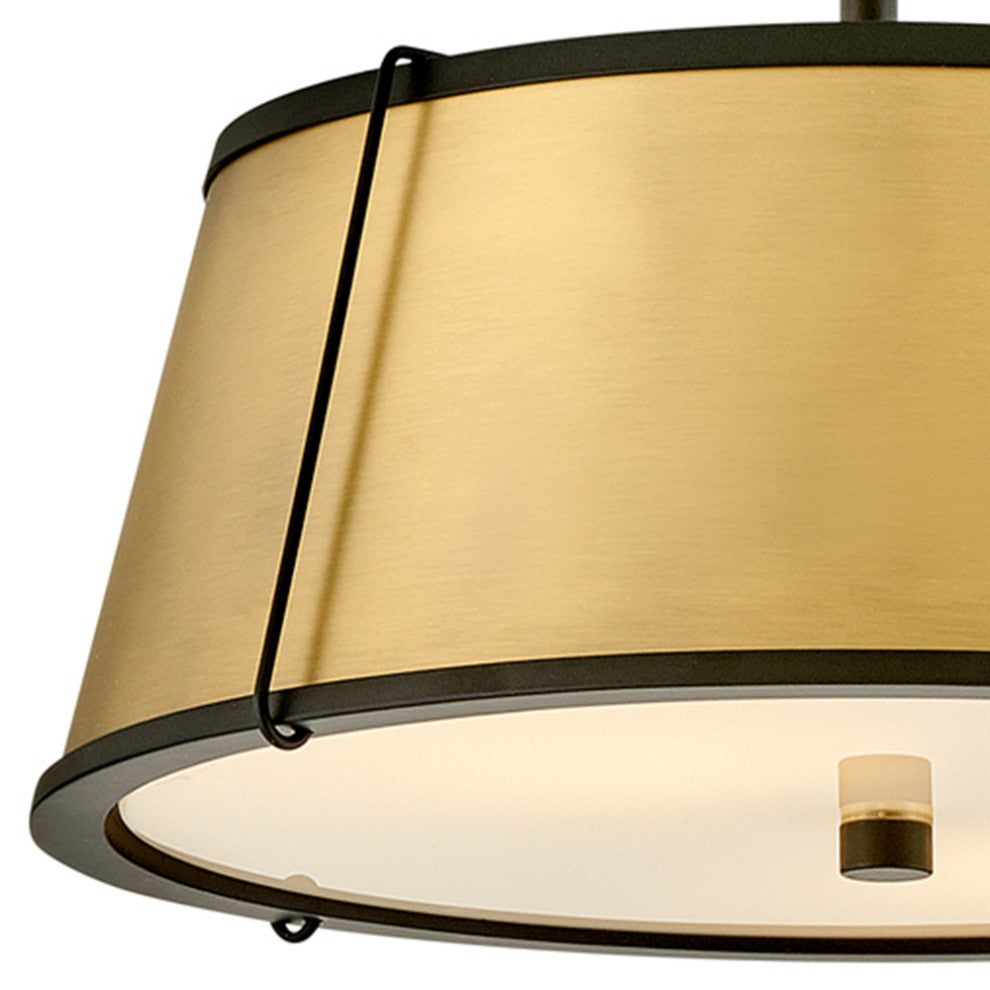 Hinkley Clarke 15" Semi-Flush Mount Ceiling Light, Lacquered Dark Brass + Black