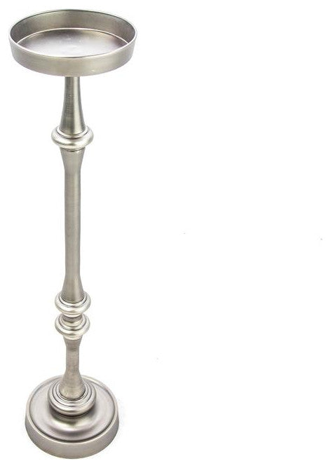 New Ridge Home Goods Martini Side Table, Brushed Silver Finish