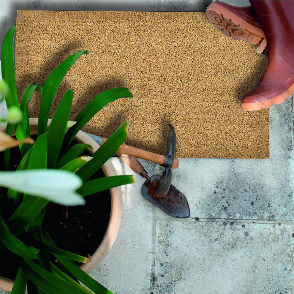Sheltered Front Door Mat Coir Coco Fibers Rug 24x13, Natural