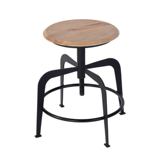 Edison 20-27" Adjustable Seat Height Iron and Wood Bar Stool