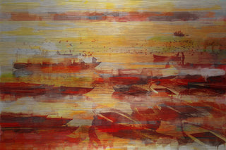 "Ozar" UV Ink Print on Brushed  Aluminum, 45"x30"