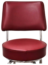 Retro Home Single Ring Upholstered 24" Swivel Counter Stool with Back, Wine